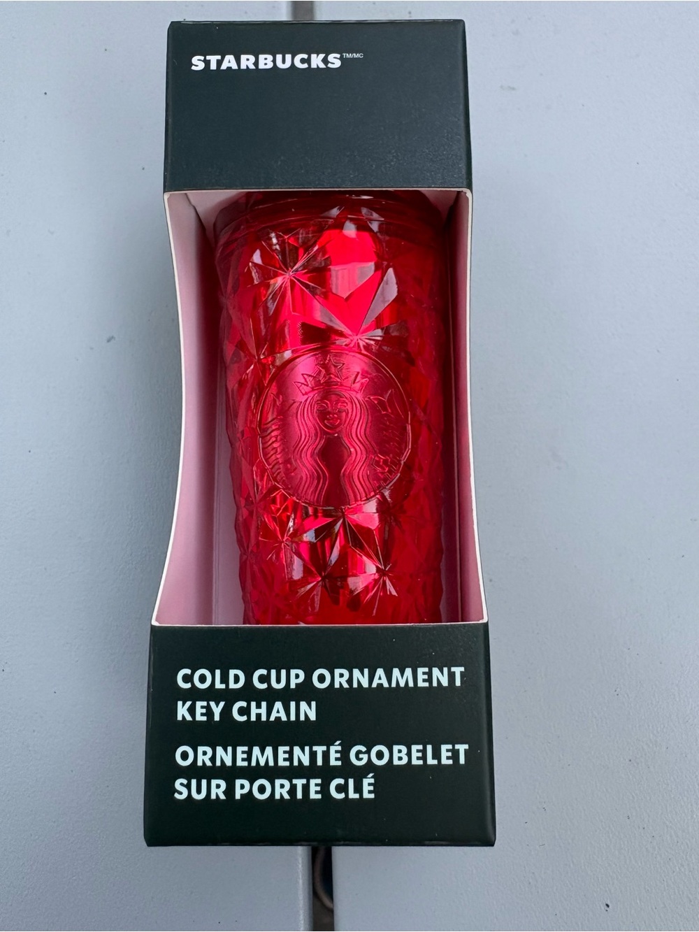 Starbucks Red Faceted Cold Cup Ornament Key Chain